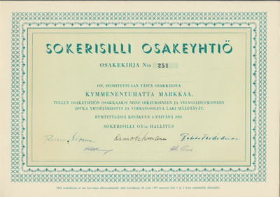 OKK Sokerisilli Oy, Rymättylä 1951