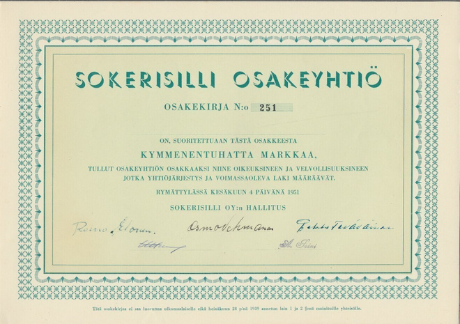 OKK Sokerisilli Oy, Rymättylä 1951