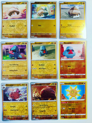 Pokemon Reverse Holo kortteja 9kpl