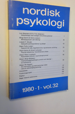Villy Sörensen ym. : Nordisk psykologi nro 1/1980 vol. 32