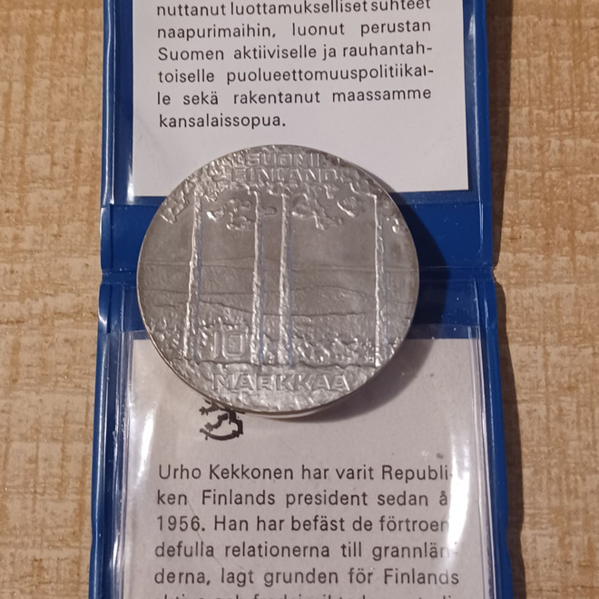 10 Mk 1975 Kekkonen 75v. Hopea 500 KL 9.