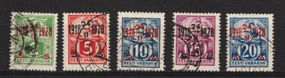 1928 VIRO, EESTI Itsenäisyyden 10v merkkisarja leimattuna