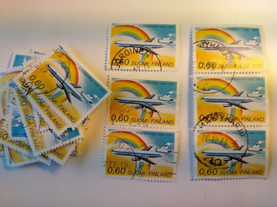 Lentoliikenne 50 vuotta postimerkki 0,60 markka