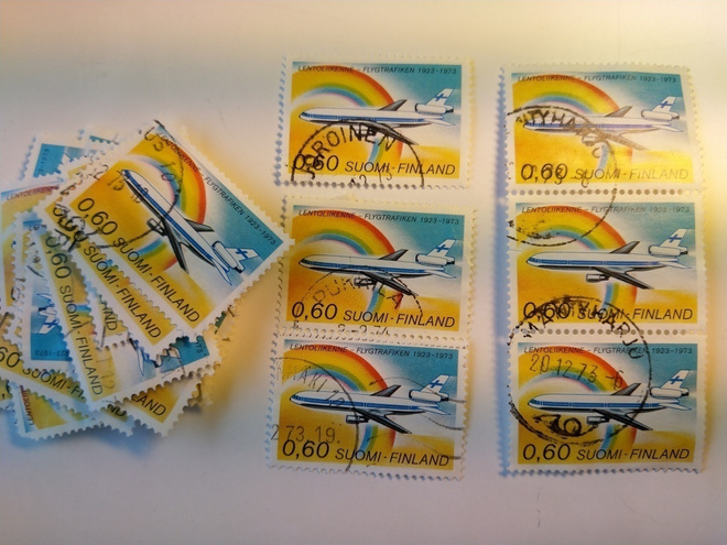 Lentoliikenne 50 vuotta postimerkki 0,60 markka