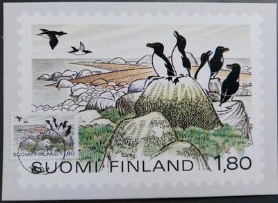Kansallispuistoja -merkki Postin maksikortilla ja FDC-leimal