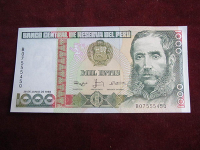 1000 intis 1988 Peru
