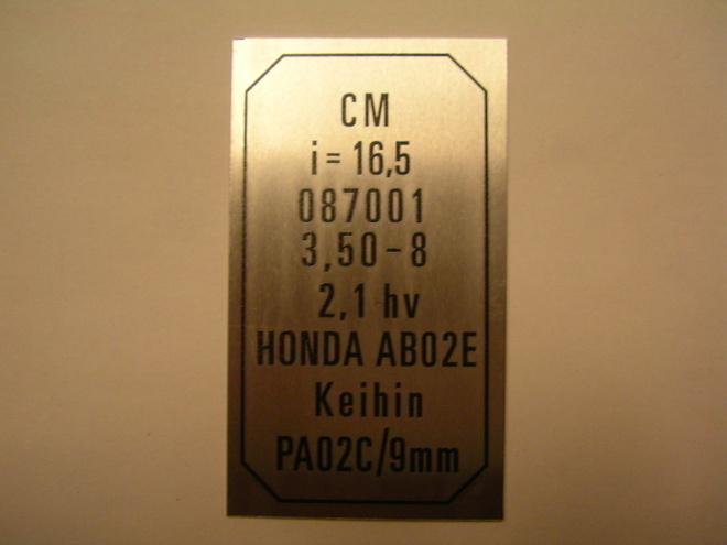 honda monkey tyyppikilpi 087001malli C