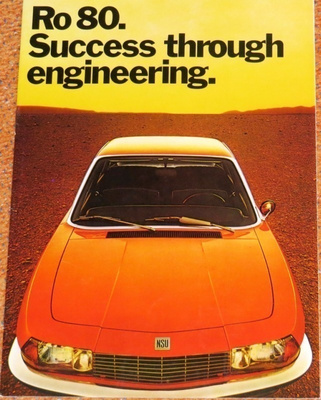 1975 NSU Ro 80 esite - KUIN UUSI - 30 sivua - Wankel