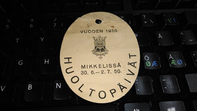 Rintamerkki Mikkeli Huoltopäivät 1950 26/5