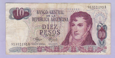 Argentiina 10 Pesos v.1971-72 P-295