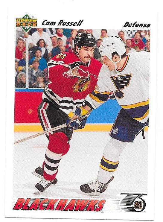 1991-92 Upper Deck #352 Cam Russell Chicago Blackhawks gooni