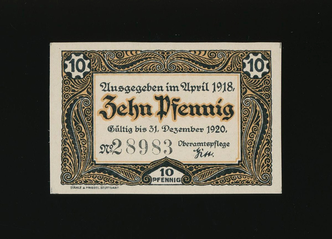 Saksa Notgeld 10 Pfennig, Vaihingen 1918