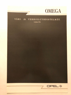 Myyntiesite - Opel Omega väri ja verhoilu - 1986