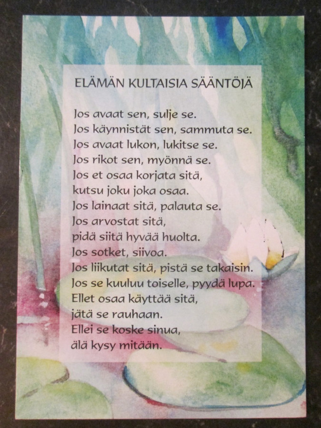 KULKEMATON ELÄMÄN KULTAISIA SÄÄNTÖJÄ A POLKUTIE POSITIIVARIT