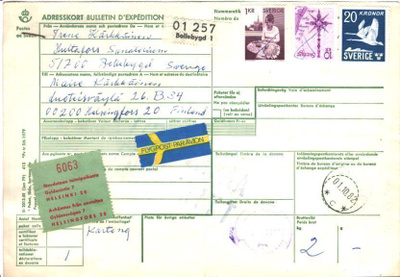 OSOITEKORTTI ILMAPOSTI RUOTSI-HELSINKI