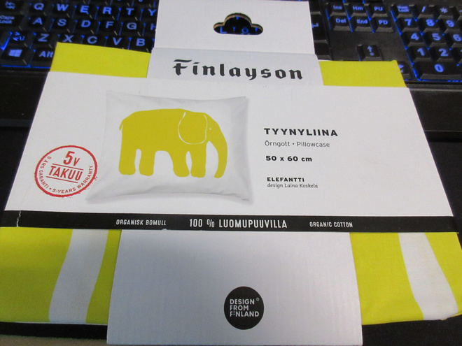 FINLAYSON KELTAINEN ELEFANTTI TYYNYLIINA 50x60 CM