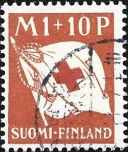 1930 Punainen Risti 1 mk + 10 p leimattu LaPe 158