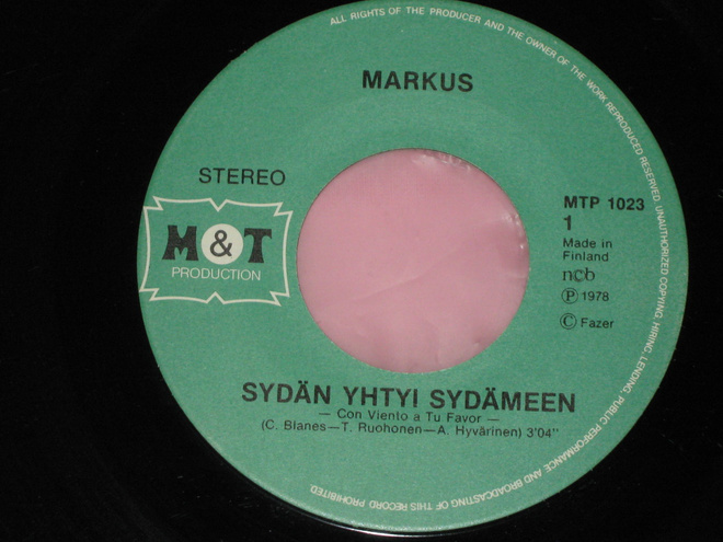 7" MARKUS - Sydän Yhtyi Sydämeen - single 1978 EX-