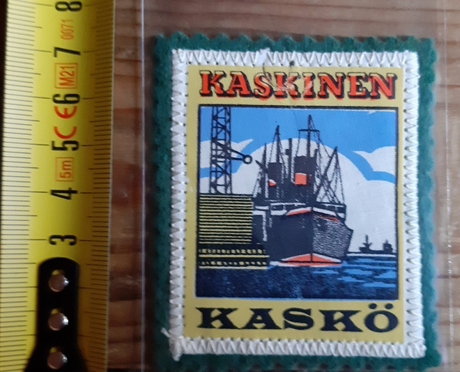 Kaskinen kaskö vintage kangasmerkki