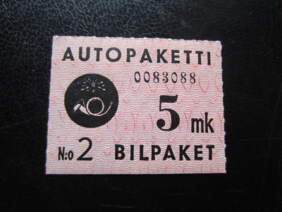 1949 Autopaketti 5 mk punainen **