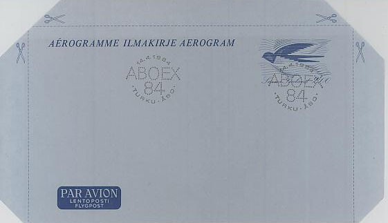 1984 ABOEX 84 erikoisleima ilmakirjeellä - ABOEX 84 reijitys
