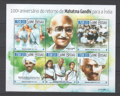 Guinea Bissa Gandhi pienoisarkki postituoreena 6