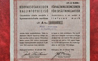 Korvausosake 1947 - Litt.A 10.000