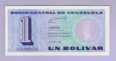 Venezuela 1 Bolivar v.1989 UNC P-68