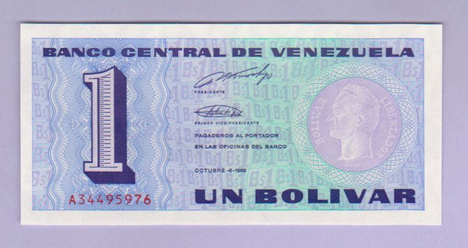 Venezuela 1 Bolivar v.1989 UNC P-68
