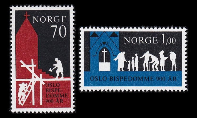 Norja 627-8 ** Oslon hiippakunta 900v (1971)