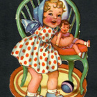 PZB 1284 - Pieni tyttö, nukke ja pinnatuoli - 1950-luvulta - pikkukuva 1