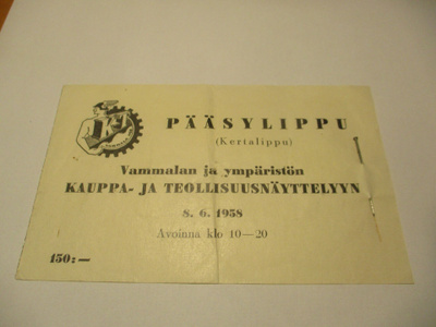 Vammala pääsylippu 1958