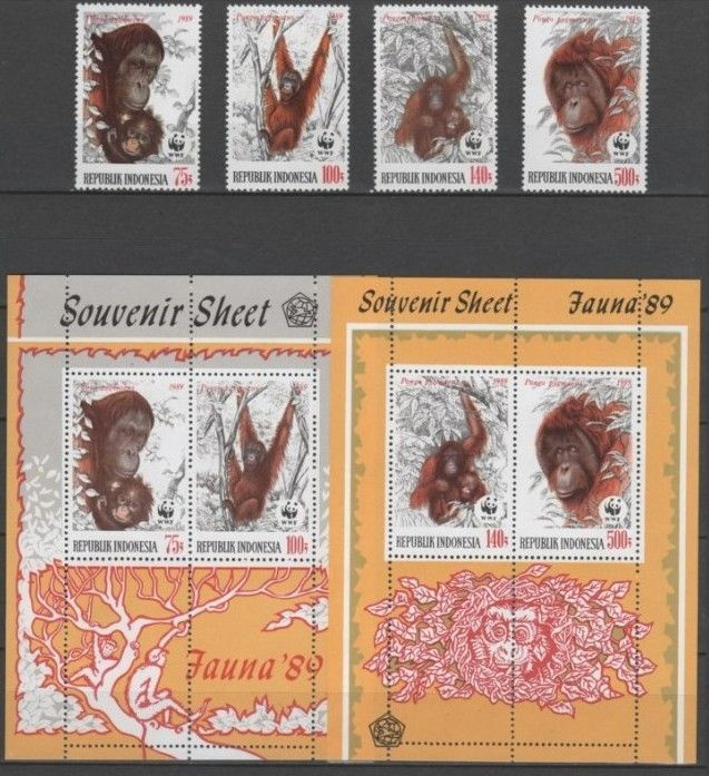(S0572) INDONESIA, 1989 (WWF. Orangutan). MNH**