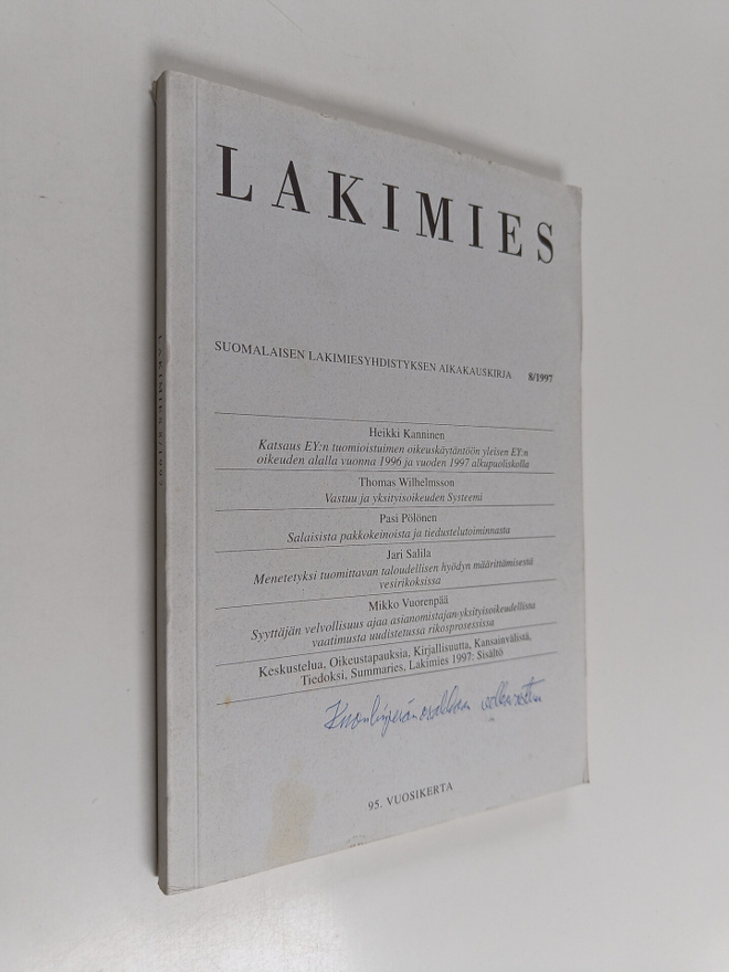 Lakimies 8/1997 : Suomalaisen lakimiesyhdistyksen aikakau...