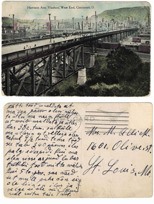 Vanha kortti, Yhdysvallat, Cincinnati, silta, vuodelta 1913