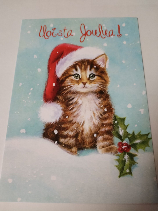 Kissa joulu kortti,kulkematon.