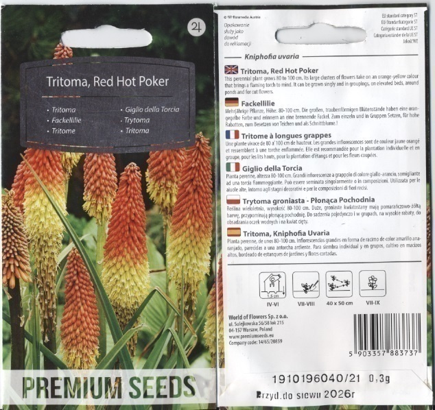 Hehkusoihtulilja "Red Hot Poker" - siemenet #