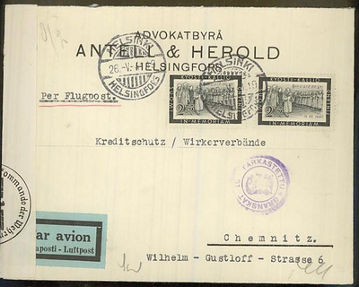 1941 Kallio 2 kpl lentokuori Saksaan