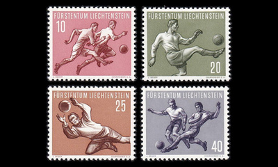 Liechtenstein 322-5 ** Jalkapallon MM-kisat Sveitsi (1954)