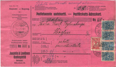 POSTILÄHETYS OSOTEKORTTI BERGHÄLL-HÖGFOSS