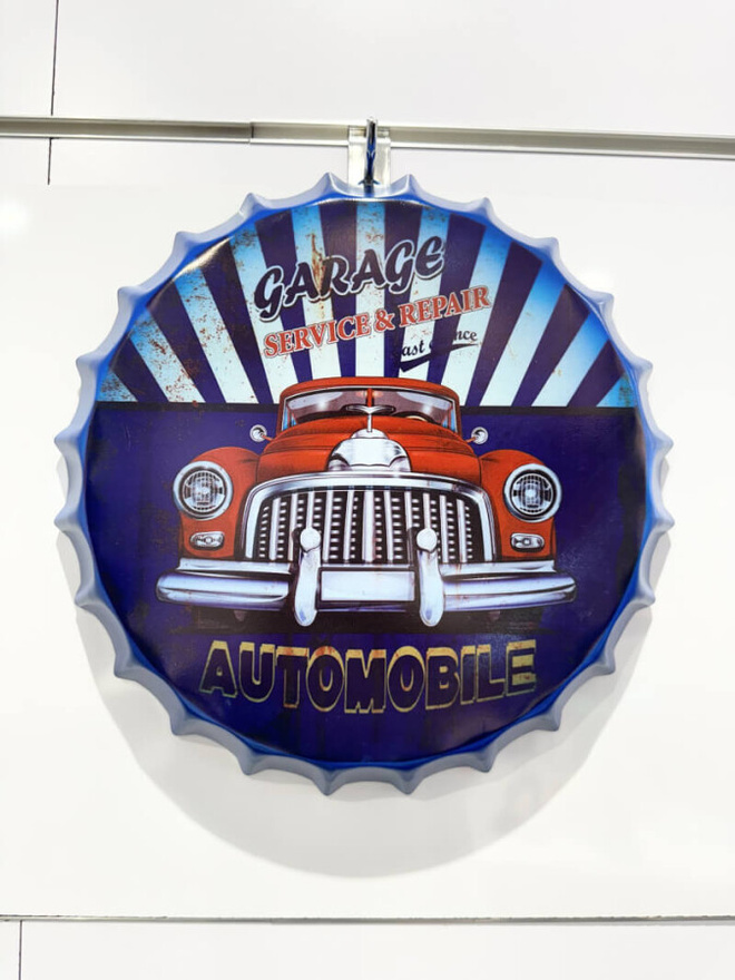 Pyöreä metallikyltti Automobile service&repair