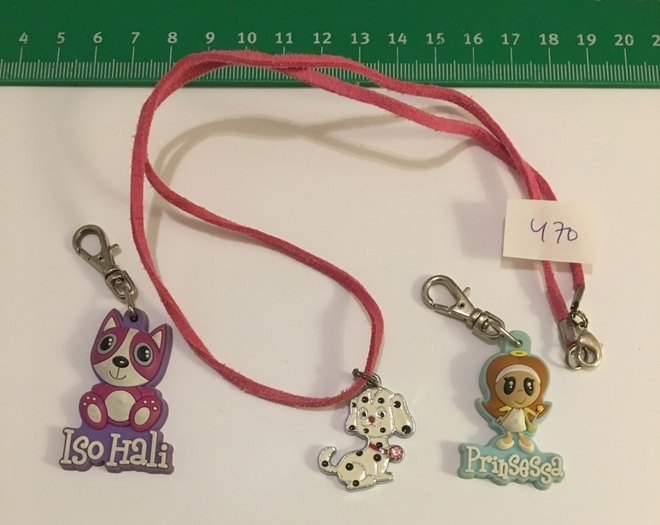 kaulakoru nro 470 : pinkki nahkanauha + Dalmatiankoira = 1e