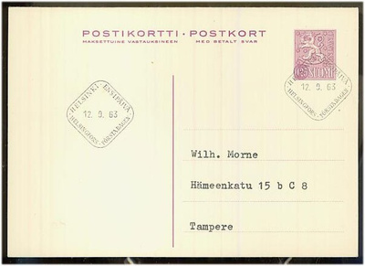 1963 25p+25p ehiökortti ensipäivä