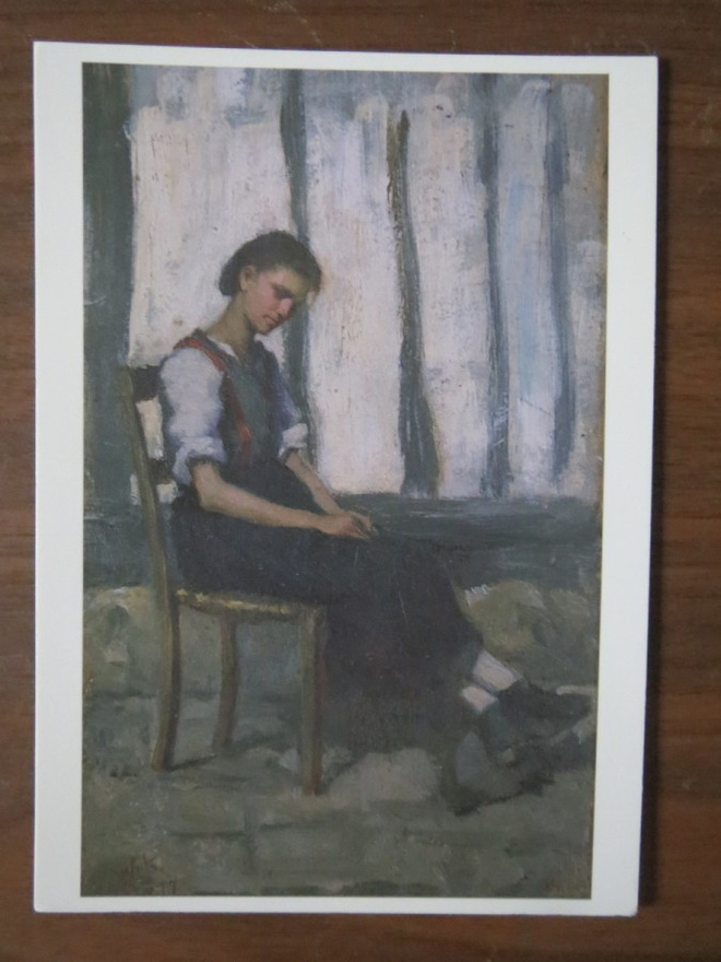 Maria Wiik: Istuva tyttö taidekortti