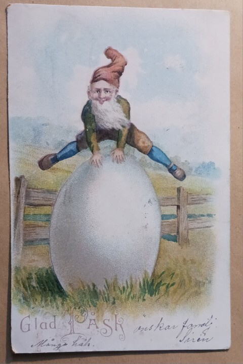 Tonttu hyppäämässä jättimunan ylitse, p. 1905