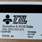 Tintti ja kukat D4 puhelukortti 30 mk TTL Turku - pikkukuva 2