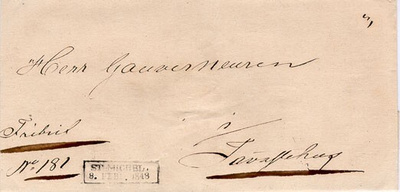 1848 vapaakirje Mikkelistä Hämeenlinnaan (ei sisältöä)