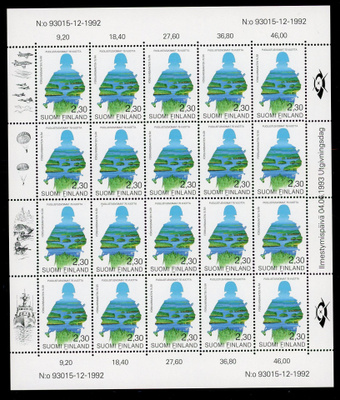1993 Puolustusvoimat 75 vuotta 2,30 mk arkki **