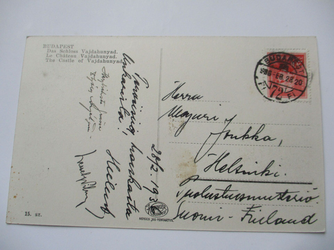 1936 Unkari kortti puolustusministeriöön Hkiin