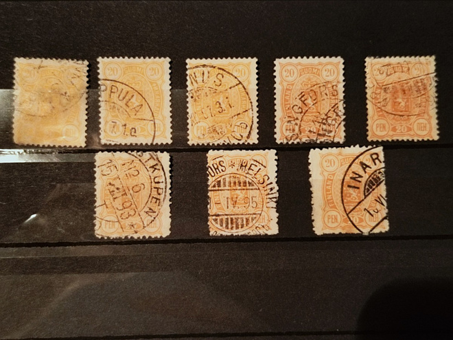1889 alkaen 20p Vaakuna-merkkejä eri variaatioin 8kpl